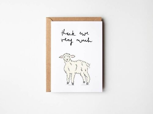 Thank Ewe V Much - Funny Sheep Thank You Card