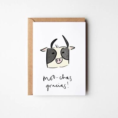 Moochas-Gracias - Carte de remerciement drôle de vache