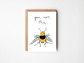 Vous êtes les genoux des abeilles - Carte de remerciement ou d'anniversaire avec bourdon animal 1