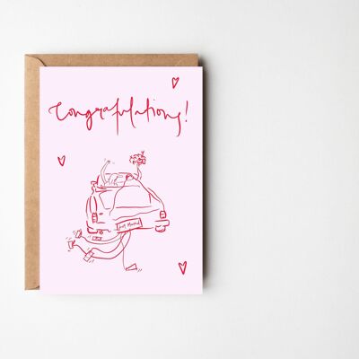 Congratulations Wedding Card (Man & Man) - Modern Pink & Red, Same Sex, Gay Card