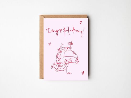 Congratulations Wedding Card (Woman & Woman) - Modern Pink & Red, Same Sex, Gay Card