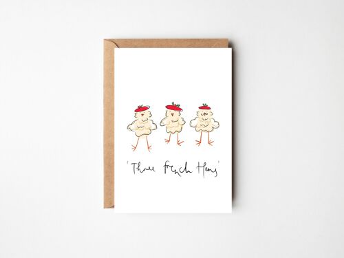 Three French Hens - Funny Animal Christmas Card