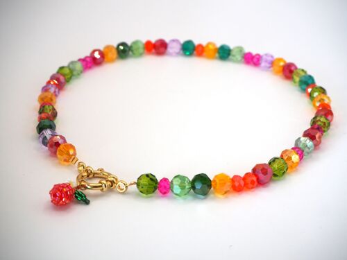 Collier Shiny orné de son fruit ou légume /en perles multicolores en verre facetté