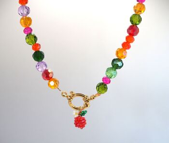 Collier Shiny orné de son fruit ou légume /en perles multicolores en verre facetté 2