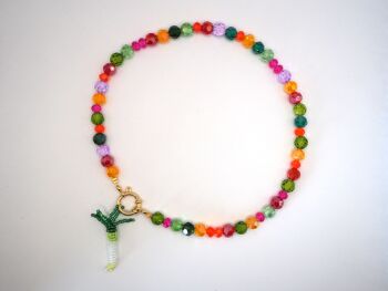 Collier Shiny orné de son fruit ou légume /en perles multicolores en verre facetté 4