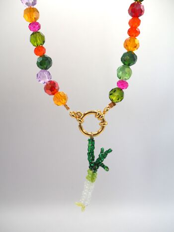 Collier Shiny orné de son fruit ou légume /en perles multicolores en verre facetté 5