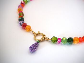 Collier Shiny orné de son fruit ou légume /en perles multicolores en verre facetté 7