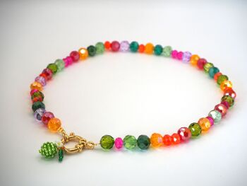 Collier Shiny orné de son fruit ou légume /en perles multicolores en verre facetté 8
