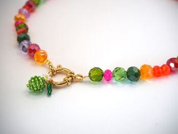 Collier Shiny orné de son fruit ou légume /en perles multicolores en verre facetté 9
