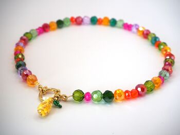 Collier Shiny orné de son fruit ou légume /en perles multicolores en verre facetté 13