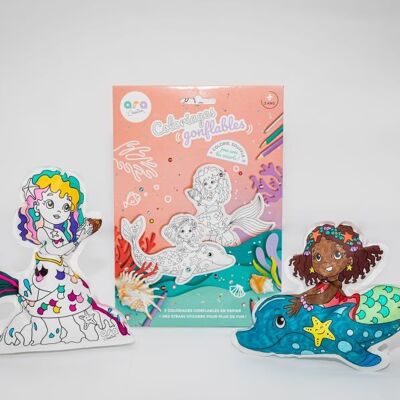 Inflatable coloring pages - 2 Mermaids to color