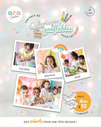 Pack Anniversaire - x10 Dinos Coloriages gonflables 4