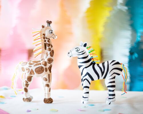 Pack Anniversaire Safari - x8 Coloriages gonflables ( zèbres, girafes, tigres & éléphants)