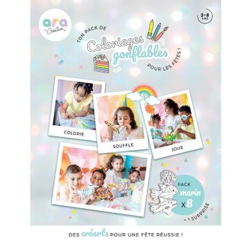 Pack Anniversaire Marin x8 Coloriages gonflables ( poissons, requins & dauphins) 6