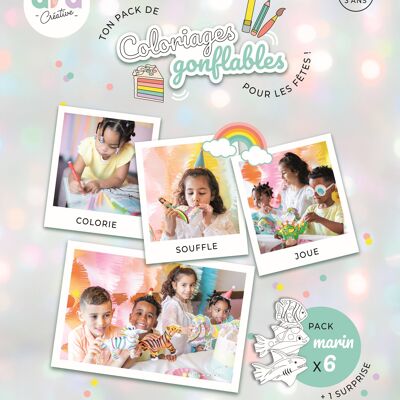 Pack Anniversaire Marin - x6 Coloriages gonflables ( poissons, requins & dauphins)
