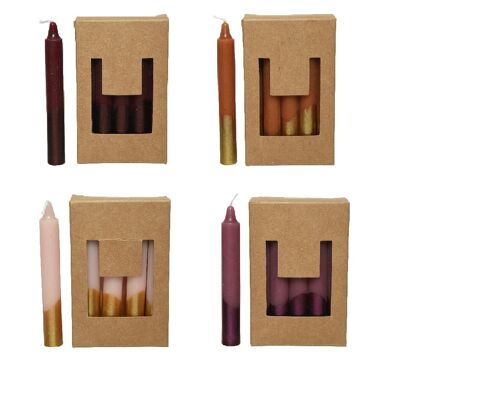 Giftbox of 10 Candles wax dipped metallic more colors available