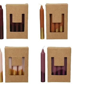 Geschenkbox mit 10 Kerzen in Wachs getaucht, metallisch, weitere Farben erhältlich