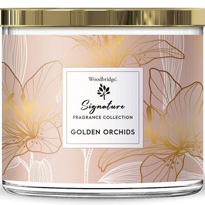 Woodbridge Golden Orchids Kerze mit 3 Dochten, 565 Gramm