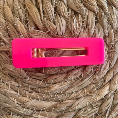 Neon pink resin hairpin barrette