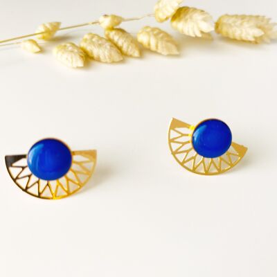 LILI royal blue earrings, modular studs, 2 in 1