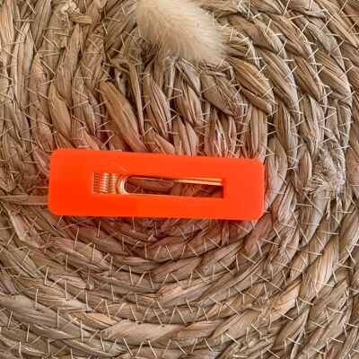 Barrette en résine cheveux femme et enfant orange fluo