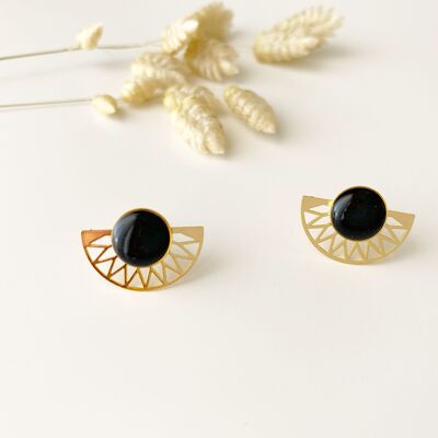 Black LILI earrings, 2 in 1 modular chips