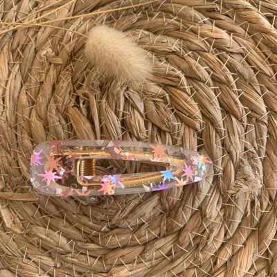 Star and transparent resin hair pin barrette