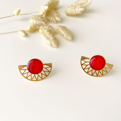 LILI red earrings, modular chips, 2 in 1