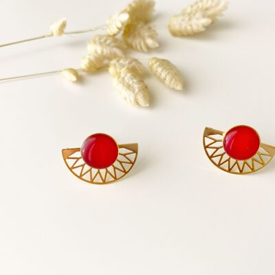 LILI red earrings, modular chips, 2 in 1