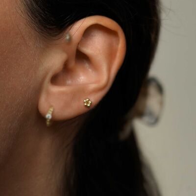 Boucle Oreille Piercing Moyenne Fleur Or Massif 14 Carats