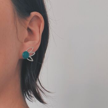 boucles d’oreilles FLEUR bleu roi, puces modulables, 3 en 1 4