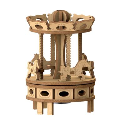 Kit en Bois Mini Carrousel Chevaux Solaire