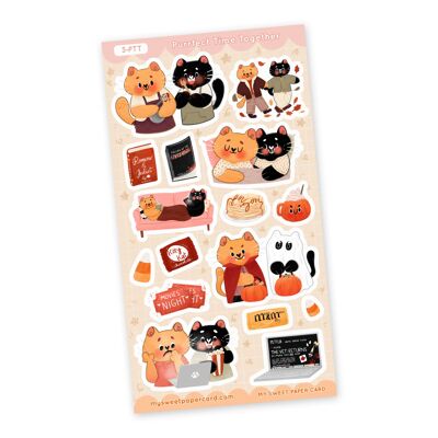 Purrfect Time Together - Foglio di adesivi di Halloween