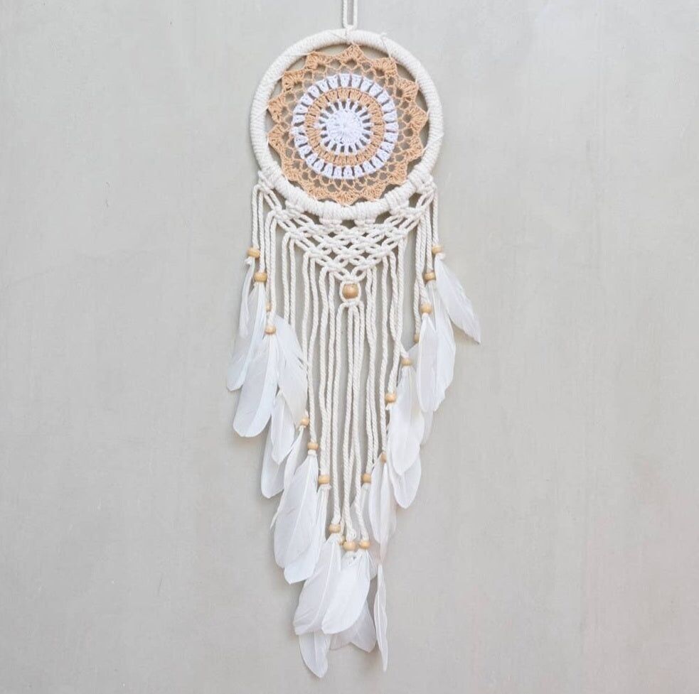 Buy wholesale Macramé wall decoration crocheted around dream catcher Sand