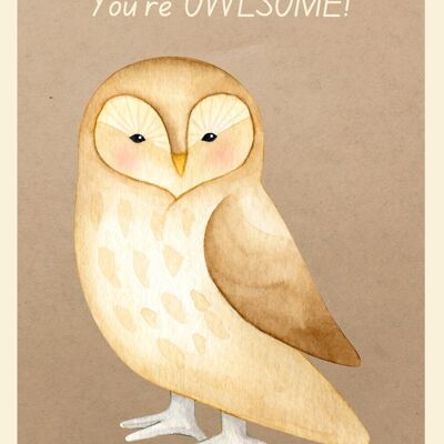 You're Owlsome! Poster for children's room A4