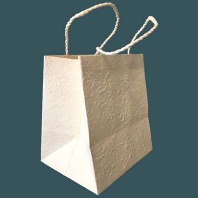 Handmade White Textured Mulberry Paper Gift Bag