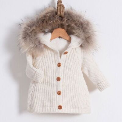 Cardigan con cappotto caldo lavorato a maglia unisex in cotone e lana 3-18 mesi