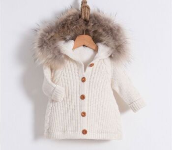 Cardigan unisexe en coton et laine, tricoté, vêtements d'extérieur chauds, 3-18M 1