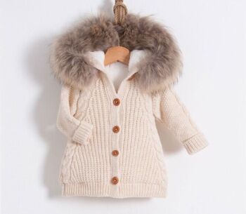 Cardigan unisexe en coton et laine, tricoté, vêtements d'extérieur chauds, 3-18M 4