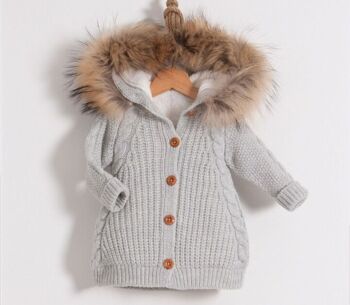 Cardigan unisexe en coton et laine, tricoté, vêtements d'extérieur chauds, 3-18M 8