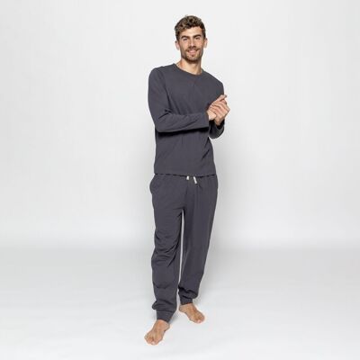 Anthrazitfarbener Hooghly-Pyjama aus Bio-Baumwolle