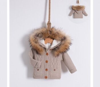 Cardigan unisexe en coton et laine, tricoté, vêtements d'extérieur chauds, 3-18M 2