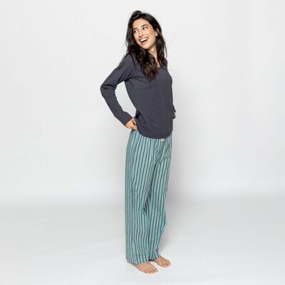 Pyjama en coton biologique Alfa Stripes charbon de bois