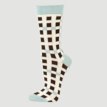 CHAUSSETTES COTON BIO CARRÉS CIEL 2