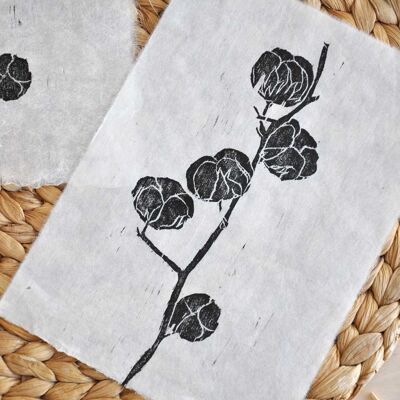 Feuille A4 Gravure sur bois végétale "Coton"