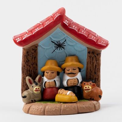 Crèche de Noël faite à la main, cabane Characato, produit du commerce équitable