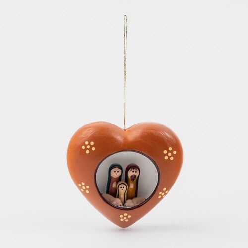 HANGING NATIVITY SCENE BROWN HEART