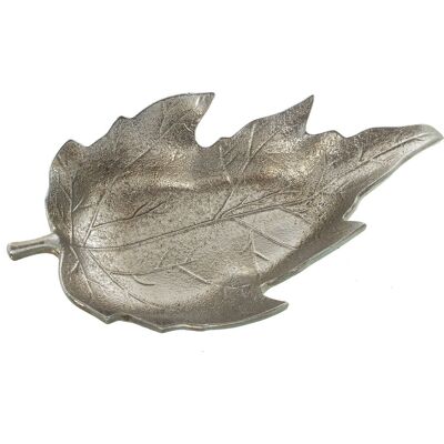 SILVER CERAMIC LEAF CENTER 52X31X9CM LL60267