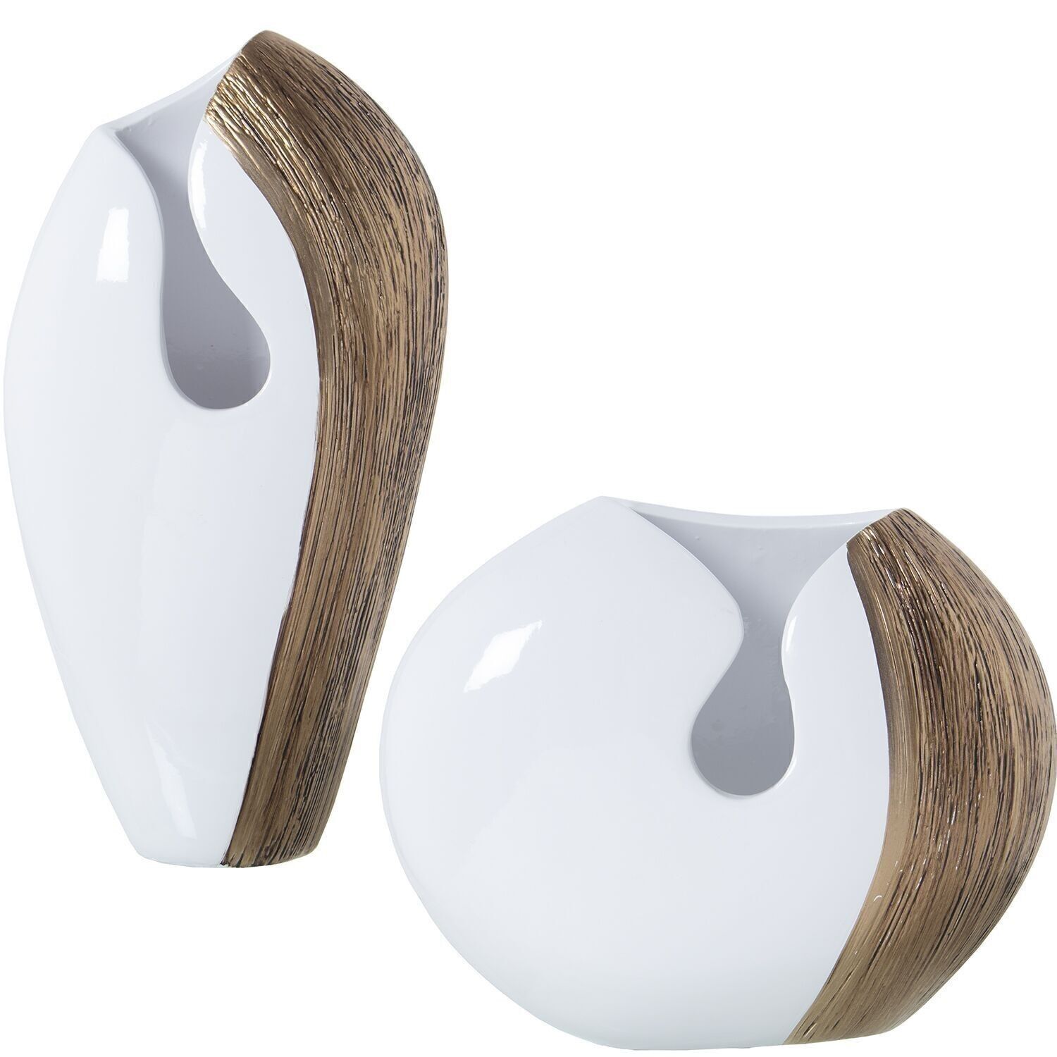 Buy wholesale SET OF 2 WHITE/GOLD VASES LL60284