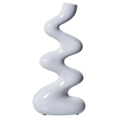 CANDELABRO IN CERAMICA BIANCO LUCIDO 28CM _14X8X28CM LL60441